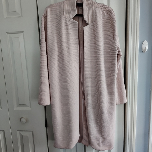 Tahari Rose Textured Open Front Duster Cardigan Large - Picture 1 of 11